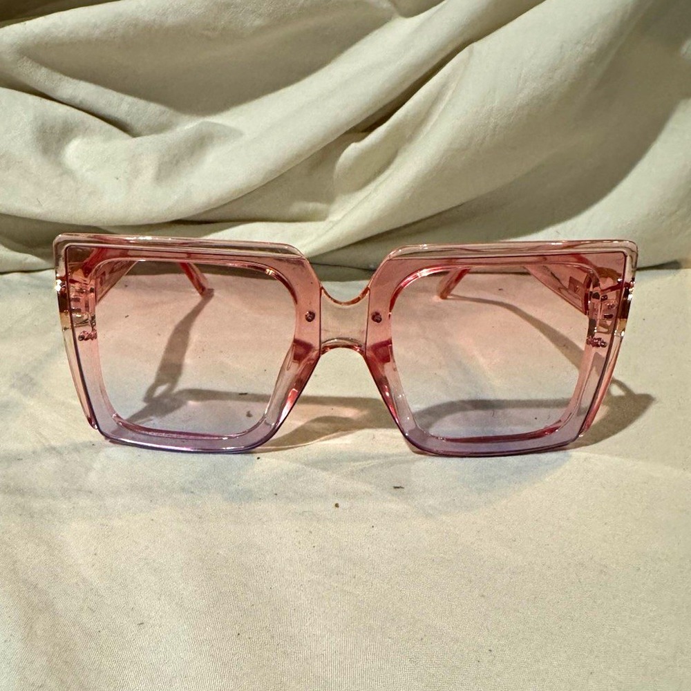 Women's Oversized Square Retro Sunglasses Pink Gradient Tinted Lens